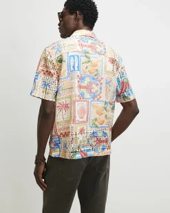 Orange Crochet Lobster Print Shirt