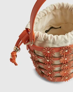 Orange 3D Floral Cut Out Bucket Bag