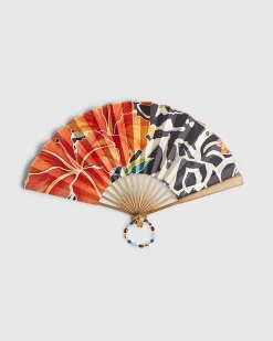 Orange Floral Hand Fan