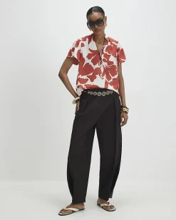 Orange Floral Print Blouse