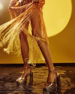 Orange Fringed Halter Neck Maxi Dress