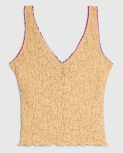 Orange Lace V Neck Cami