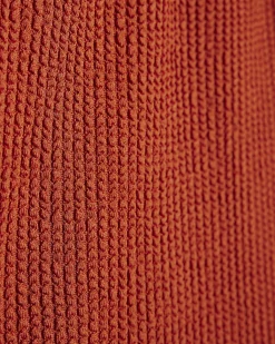 Orange Metal Trim Textured Swimsuit