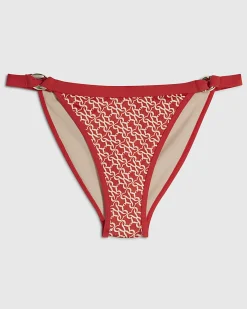 Orange Monogram Print Low Rise Bikini Bottoms