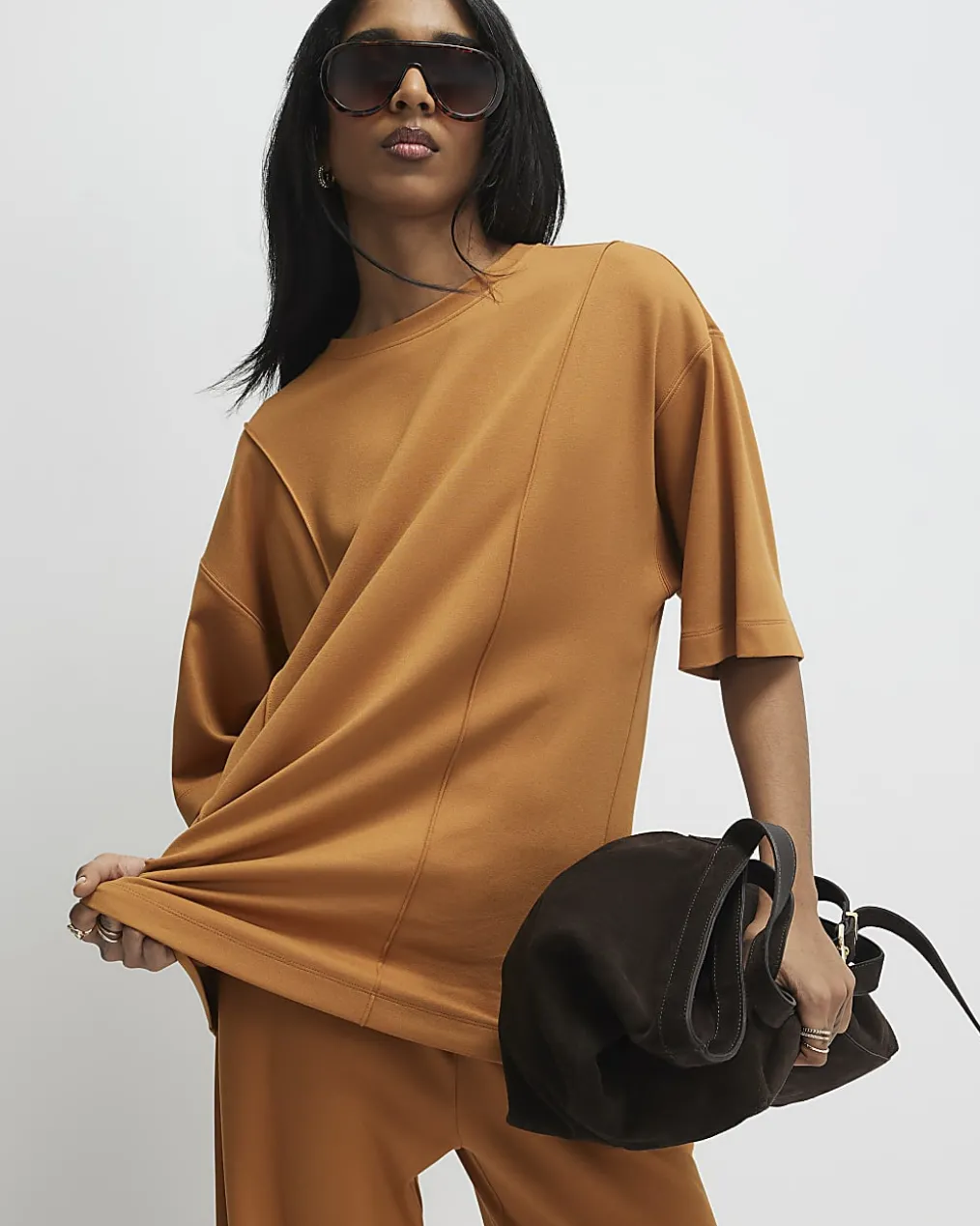 Orange Oversized Seam Front T-Shirt