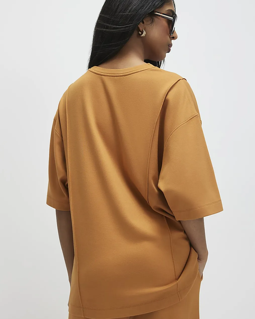 Orange Oversized Seam Front T-Shirt