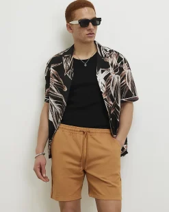 Orange Regular Fit Cross Hatch Shorts