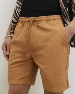 Orange Regular Fit Cross Hatch Shorts