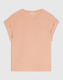 Orange Short Sleeve Burnout Pocket T-shirt