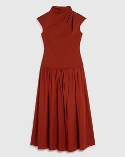 Orange Short Sleeve Hybrid Drape Maxi Dress