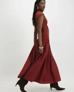 Orange Short Sleeve Hybrid Drape Maxi Dress