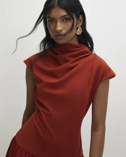 Orange Short Sleeve Hybrid Drape Maxi Dress
