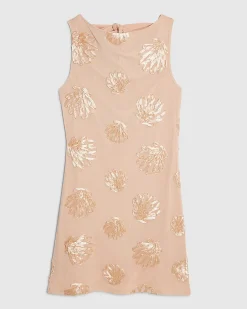 Orange Sleeveless Cornelli Shell Mini Dress