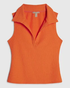 Orange Sleeveless Polo Top
