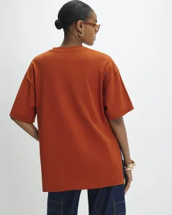 Orange Split Hem Boyfriend Fit T-Shirt