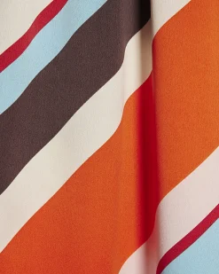 Orange Stripe Halter Neck Satin Maxi Dress