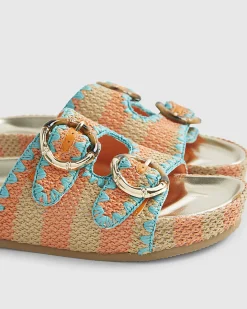 Orange Striped Footbed Sandals