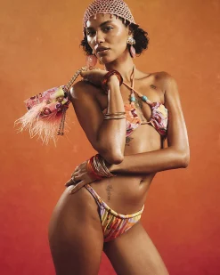 Orange Swirl Bandeau Bikini Top