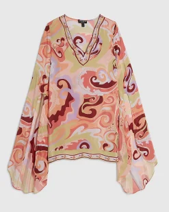 Orange Swirl Plunge Mini Tunic Dress