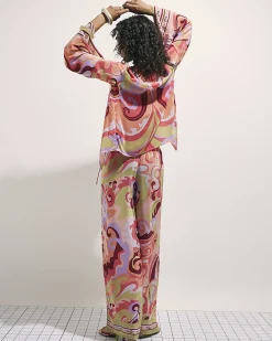 Orange Swirl Print Beach Trousers