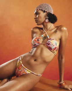 Orange Swirl Print Bikini Bottoms