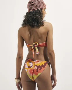 Orange Swirl Print Bikini Bottoms