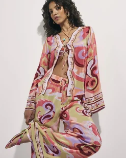 Orange Swirl Print Cover Up