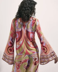 Orange Swirl Print Cover Up