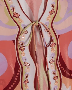 Orange Swirl Print Cover Up