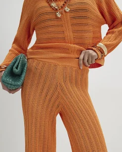 Orange Wide Leg Knitted Trouser