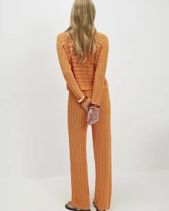 Orange Wide Leg Knitted Trouser