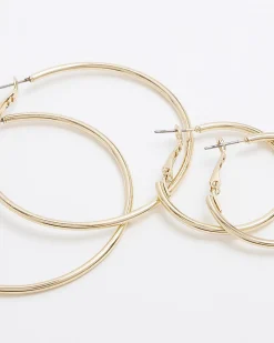Pack of 3 Gold Mixed Hoop Earrings