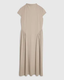 Petite Beige Fitted Waist Maxi Dress