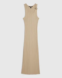 Petite Beige Knitted Maxi Dress