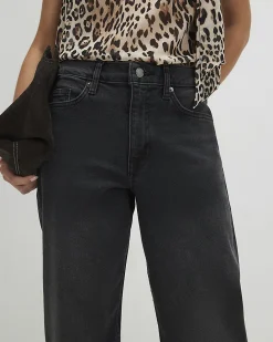 Petite Black Barrel Leg Jeans