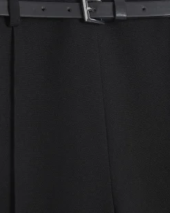 Petite Black Belted Straight Leg Trousers