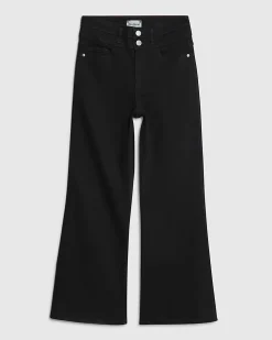 Petite Black High Rise Relaxed Flare Jeans