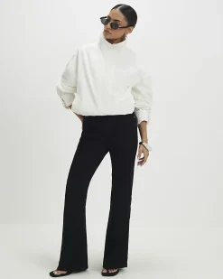 Petite Black High Rise Relaxed Flare Jeans