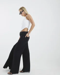 Petite Black Relaxed Straight Jeans