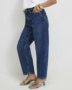 Petite Blue Barrel Leg Jeans