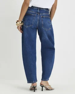 Petite Blue Barrel Leg Jeans