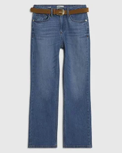 Petite Blue Belted Stretch Straight Jeans