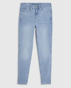 Petite Blue Contrast Stitch Skinny Jeans
