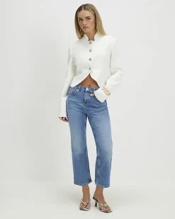 Petite Blue Cropped Flared Jeans