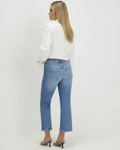 Petite Blue Cropped Flared Jeans