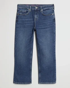 Petite Blue Cropped Kick Flare Jeans