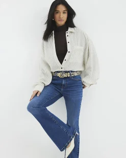 Petite Blue Denim Mid Rise Bootcut Jeans
