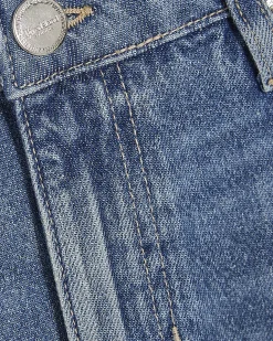 Petite Blue Elasticated Back Wide Leg Jeans