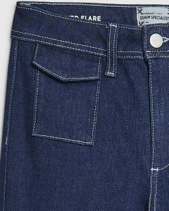 Petite Blue Front Pocket Flared Jeans