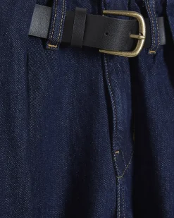 Petite Blue High Rise Pleated Wide Leg Jeans